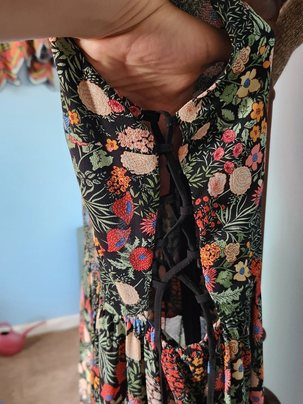Topshop Black Floral Dress with Floral Blooms - Picture 3 of 5